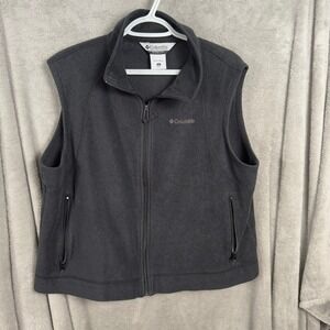 Columbia Fleece Vest Womens 1X Black Full Zip Sleeveless Jacket Outdoor
